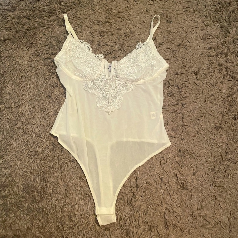 White Mesh/Lace Bodysuit